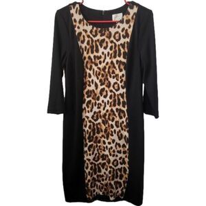 Chico's So Slimming Dress Leopard Animal Print Small sz 6 S/M Lined Elegant Chic